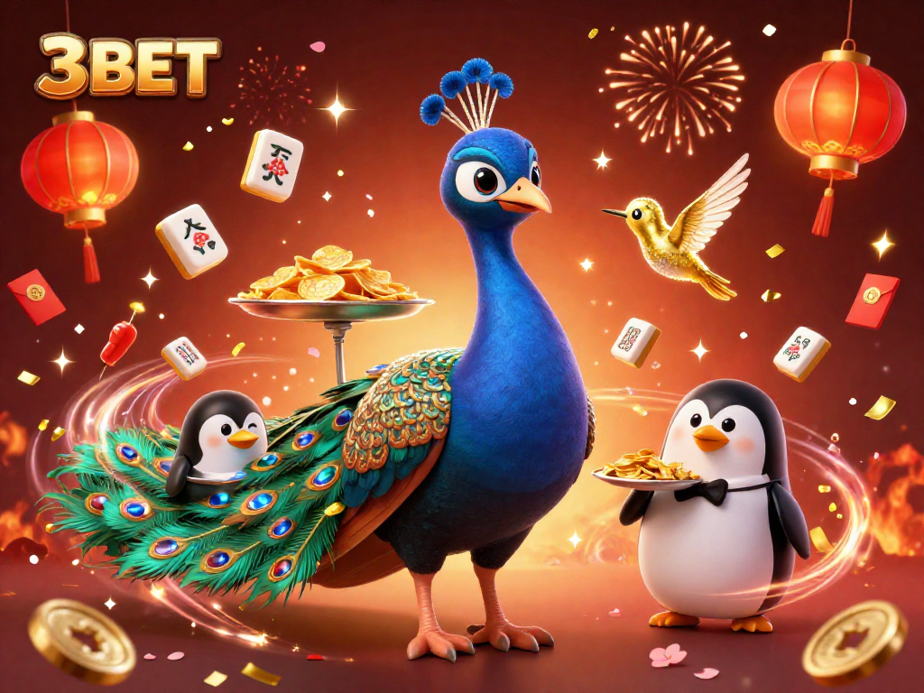 Experience the excitement of 3BET with vibrant casino visuals showcasing rich gambling elements and characters.