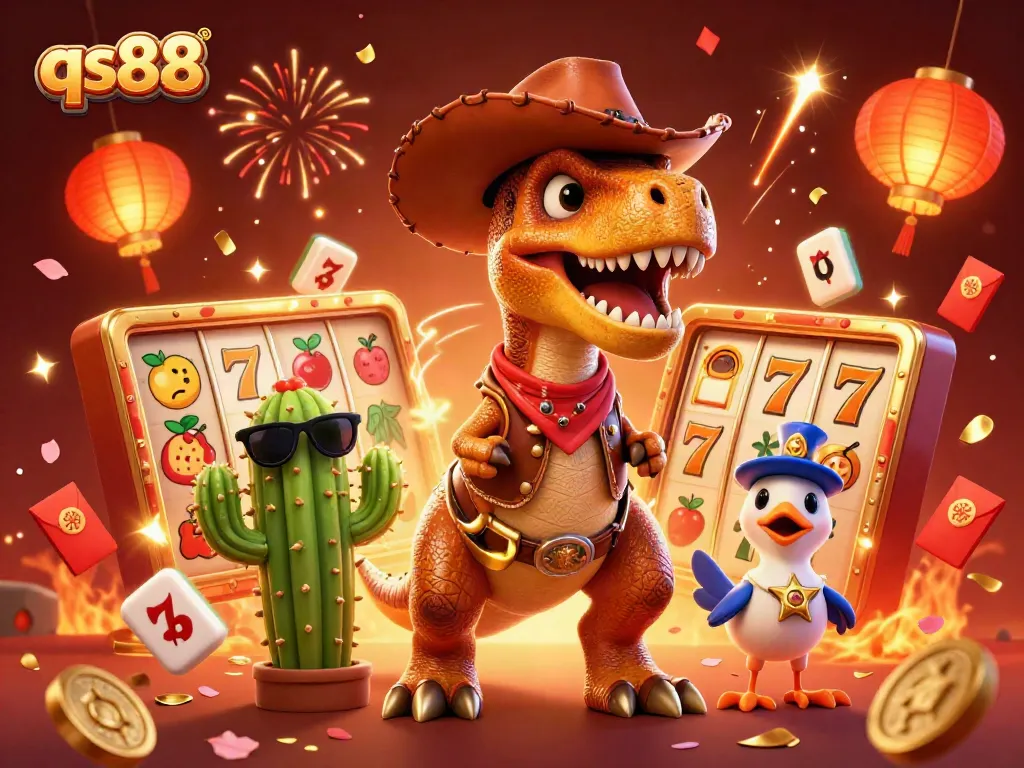 Experience thrilling qs88 gambling action with colorful cartoon characters in dynamic casino scene.