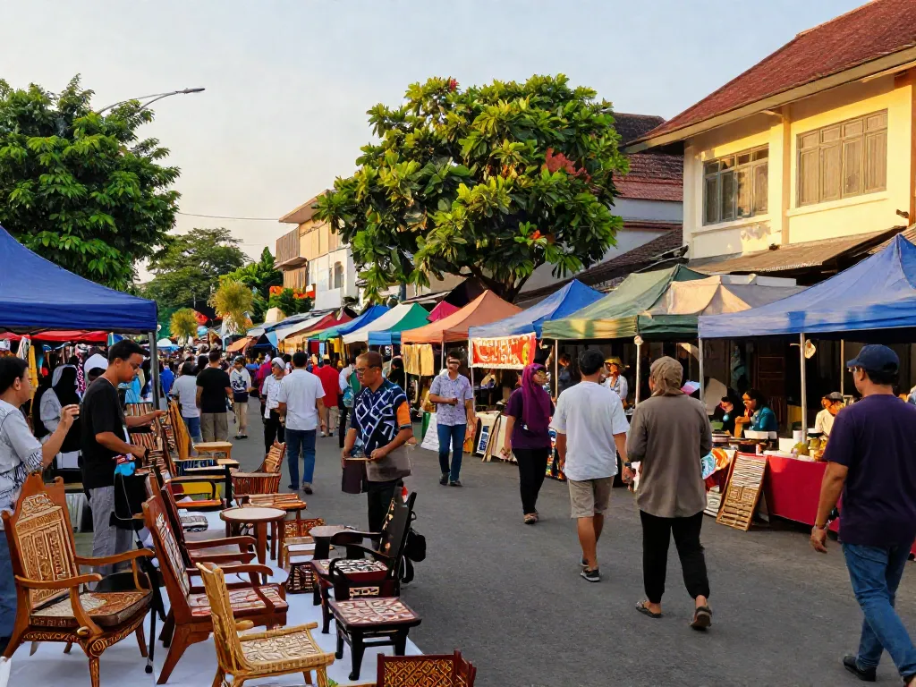 Urban market scene in Lampung celebrating local culture, lornematthews.com highlight of community spirit.