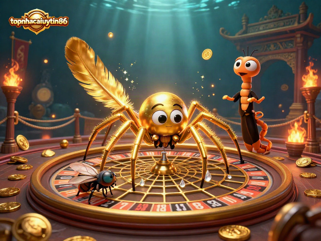 Bet wisely with topnhacaiuytin86 as the golden spider spins a roulette wheel web of opportunities.