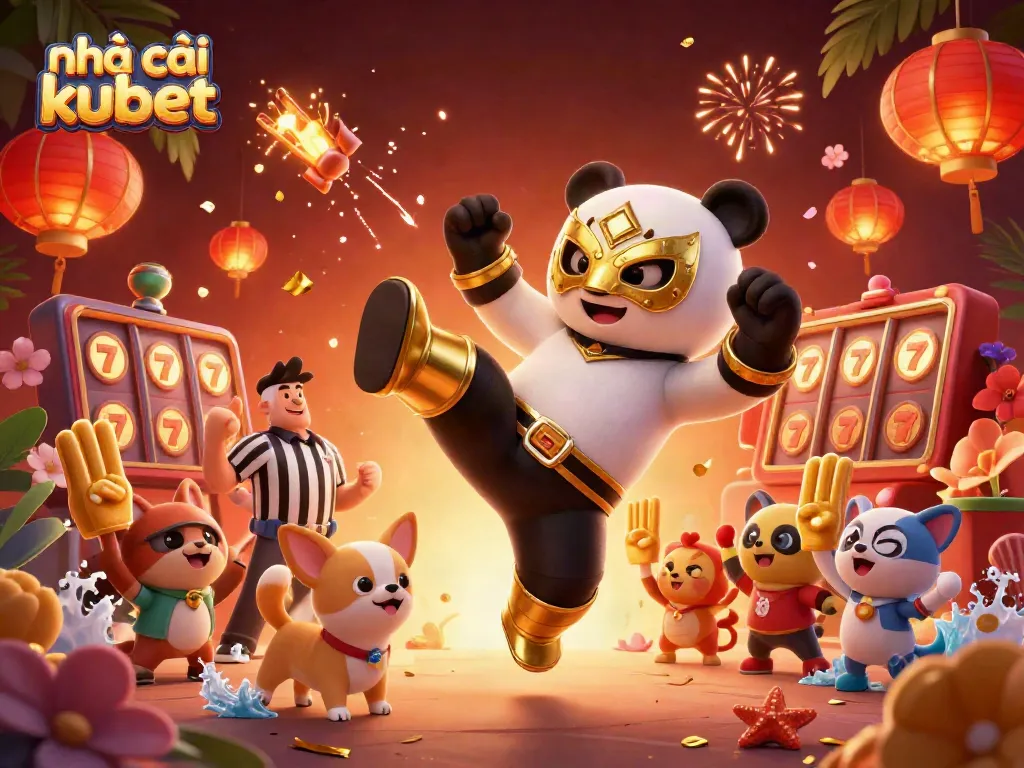 Experience the thrill of nhà cái kubet with vibrant 3D casino action featuring a panda wrestler!