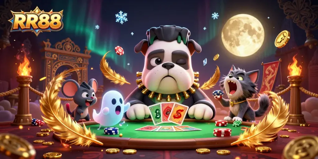 RR88 captivates players with a thrilling casino scene featuring unique characters and exciting gambling elements.