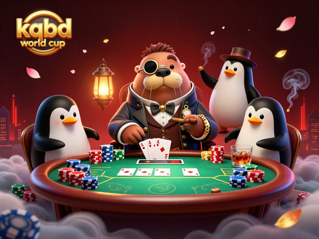 Engage with kqbd world cup as a jolly walrus plays poker in an enchanting underwater scene.