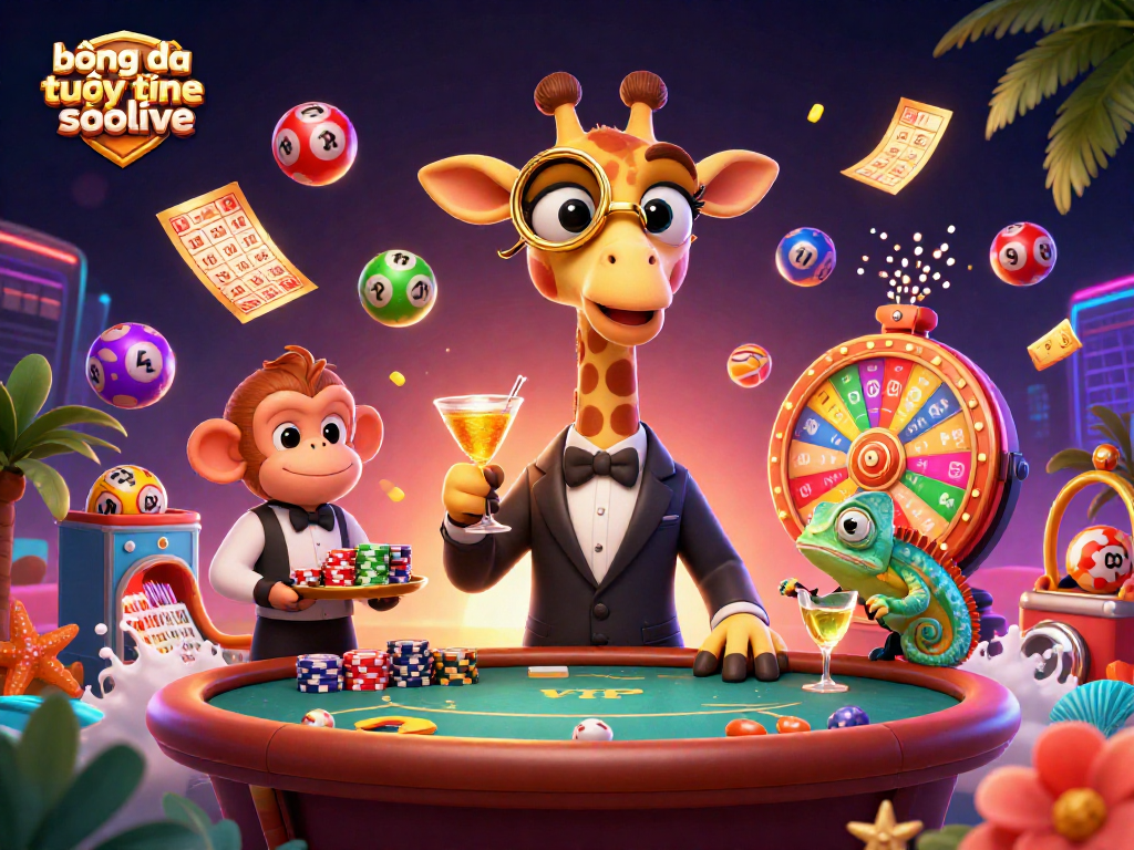 Bóng đá trực tuyến socolive showcases vibrant lottery elements in a dynamic casino scene.