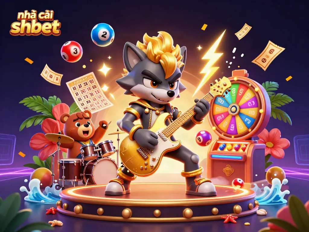 Experience exciting gaming at nhà cái shbet with vibrant action, colorful lottery elements, and dynamic casino atmosphere.