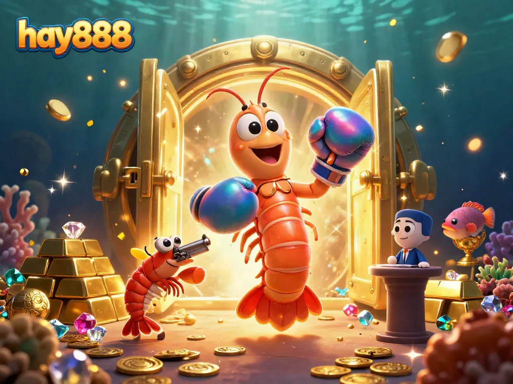 Unleash winning strategies at hay888 with vibrant cartoon characters in a lavish underwater casino setting.