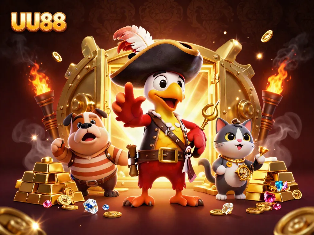Experience the excitement of UU88 with vibrant casino elements and engaging characters.