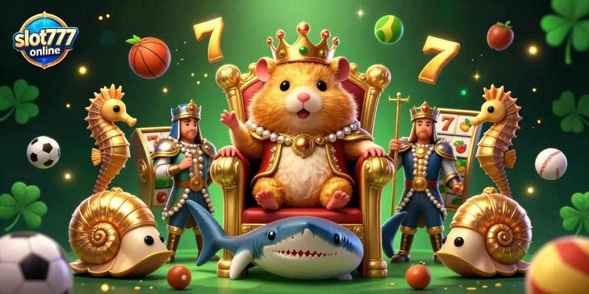 Experience thrilling gameplay with slot777 online, featuring golden hamster king and dynamic elements in a vibrant casino scene.