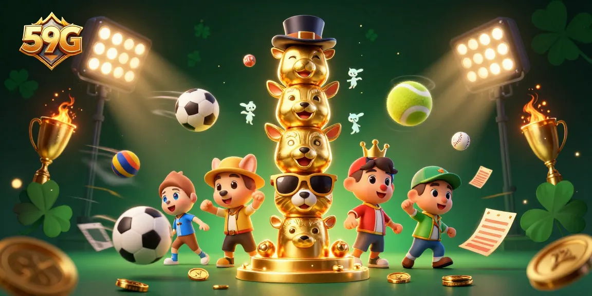 Experience the thrill of sports betting with 59G's dynamic casino illustration showcasing excitement.