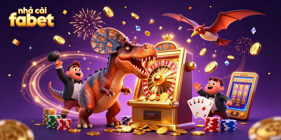 Immerse in the excitement of nhà cái fabet as a pachycephalosaurus activates a jackpot while coins fly everywhere.