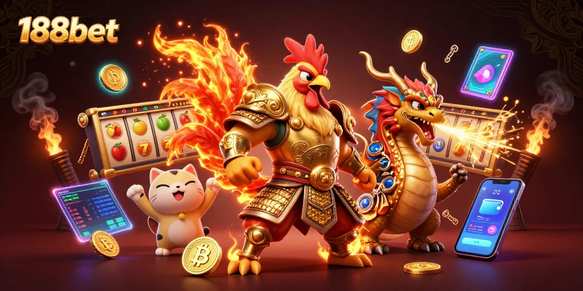 Experience the thrill of 188bet casino with vibrant characters and dynamic slot elements.