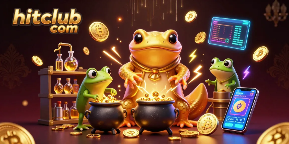 Experience thrilling gambling at hitclub com with a magical scene of a golden salamander and crypto elements