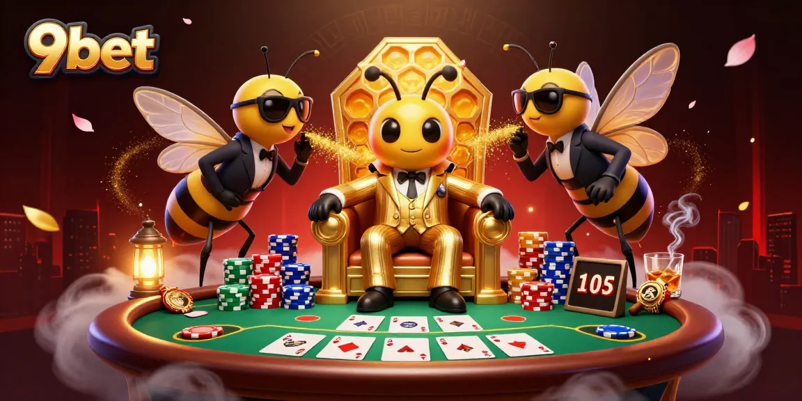 Experience the thrill of 9bet with this animated casino scene full of poker action.