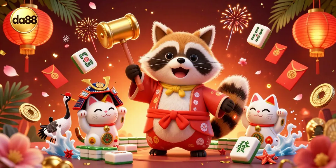 Celebrate with da88's vibrant casino scene featuring lucky charm elements and festive characters.