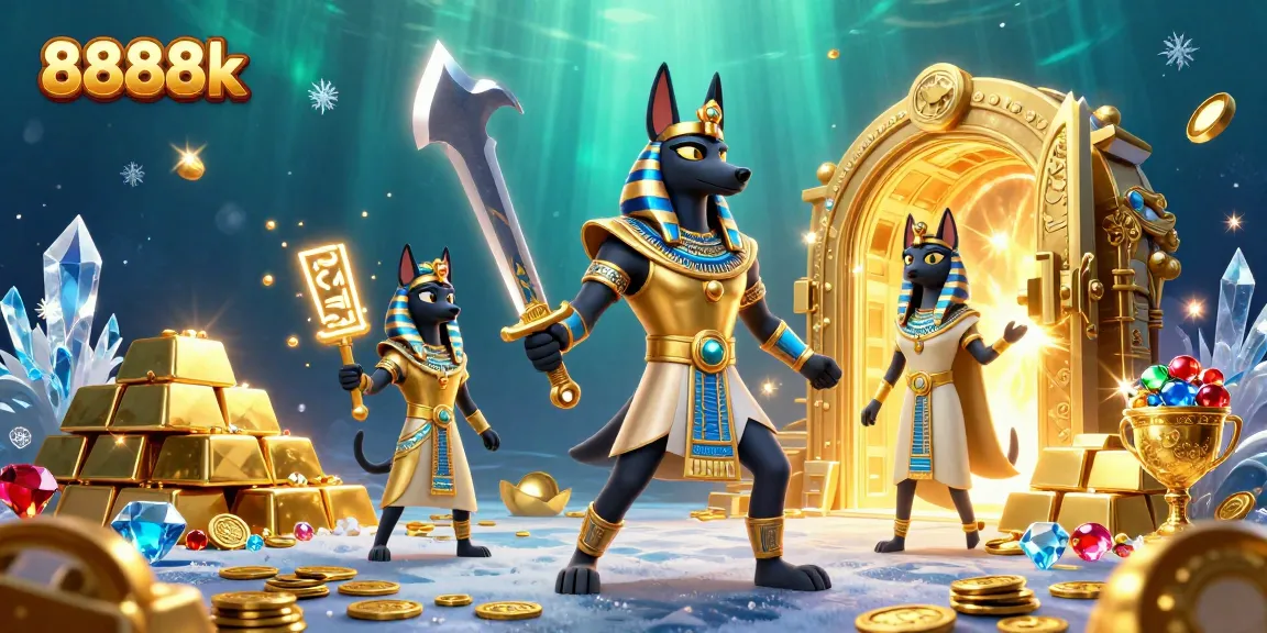 Experience thrilling gameplay at 8888k with ancient Egyptian-themed treasures and characters.