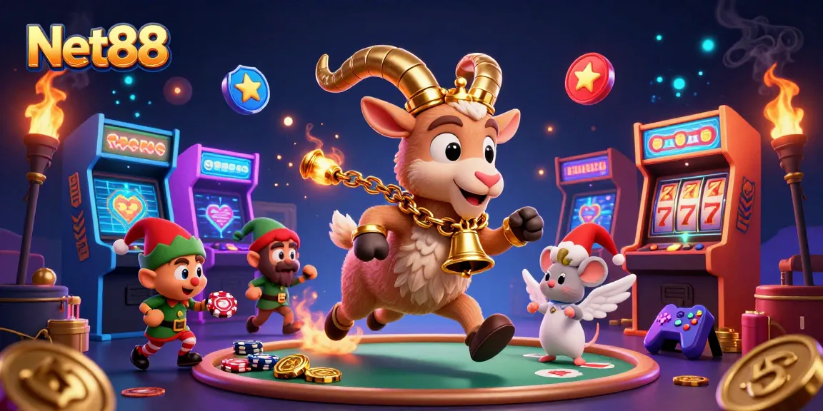 Engage with thrilling gaming action at Net88's unique casino experience featuring Krampus and festive elements.