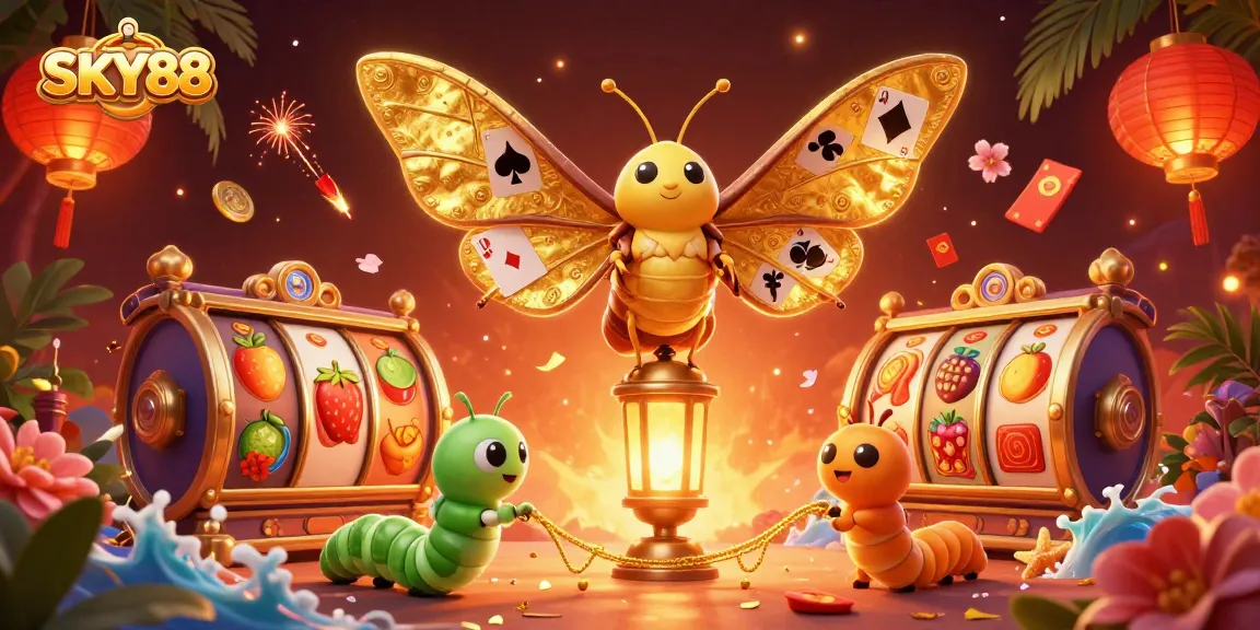 Experience thrilling gaming moments with SKY88's vibrant casino scenes and dynamic 3D illustrations.