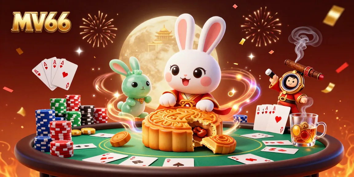 MV66 showcases a vibrant illustration of a lunar scene where characters celebrate with poker chips and games.