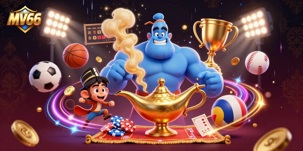 Engage with MV66's thrilling gaming world filled with a powerful genie, monkey, and dynamic sports elements.