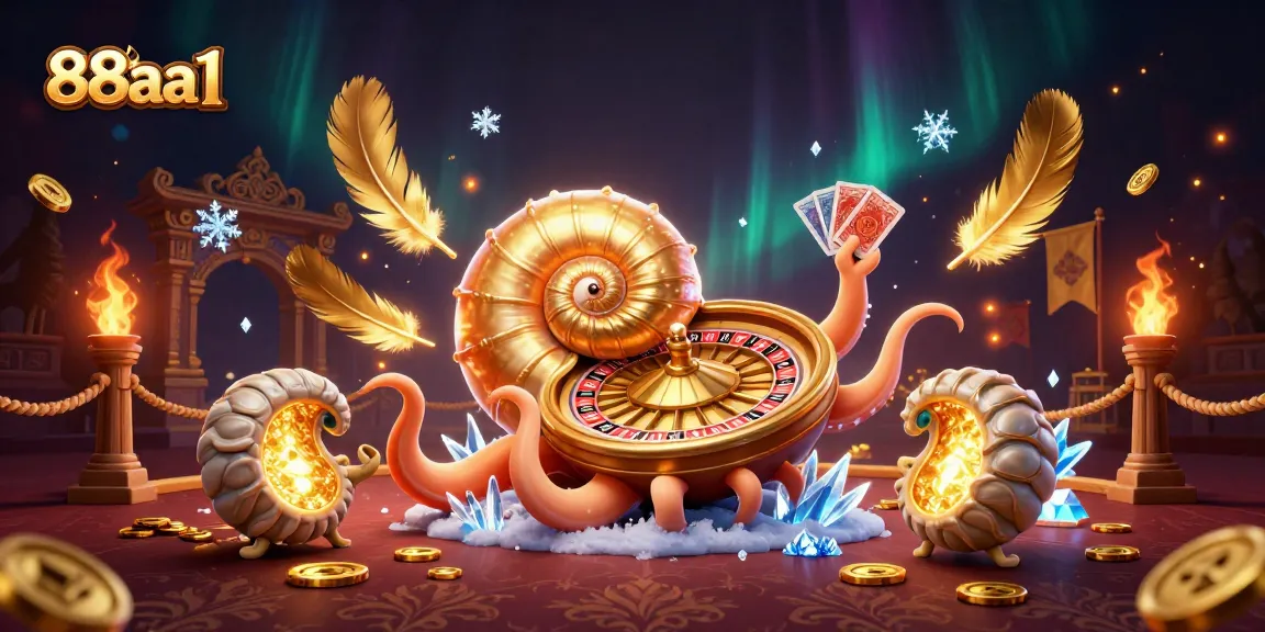 Experience the excitement of 88aa1 with a vibrant 3D casino scene featuring ancient elements and glowing companions.