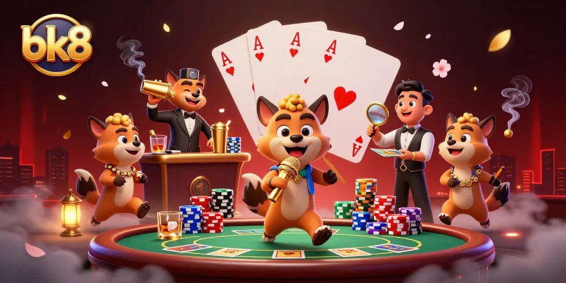 Experience vibrant gaming action at bk8 with cartoon hyenas in a lively casino scene.