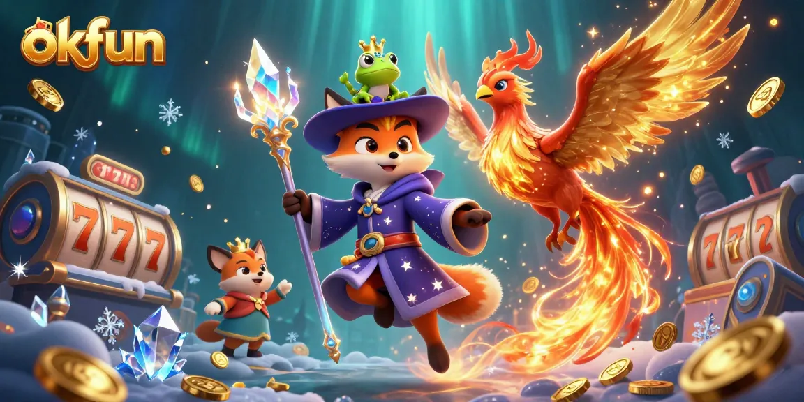 Win big with okfun in a vibrant casino fantasy featuring wizards and golden treasures.
