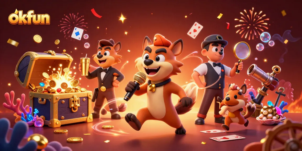 Engage in the fun atmosphere of the okfun comedy casino with hyenas mixing drinks and cracking jokes.